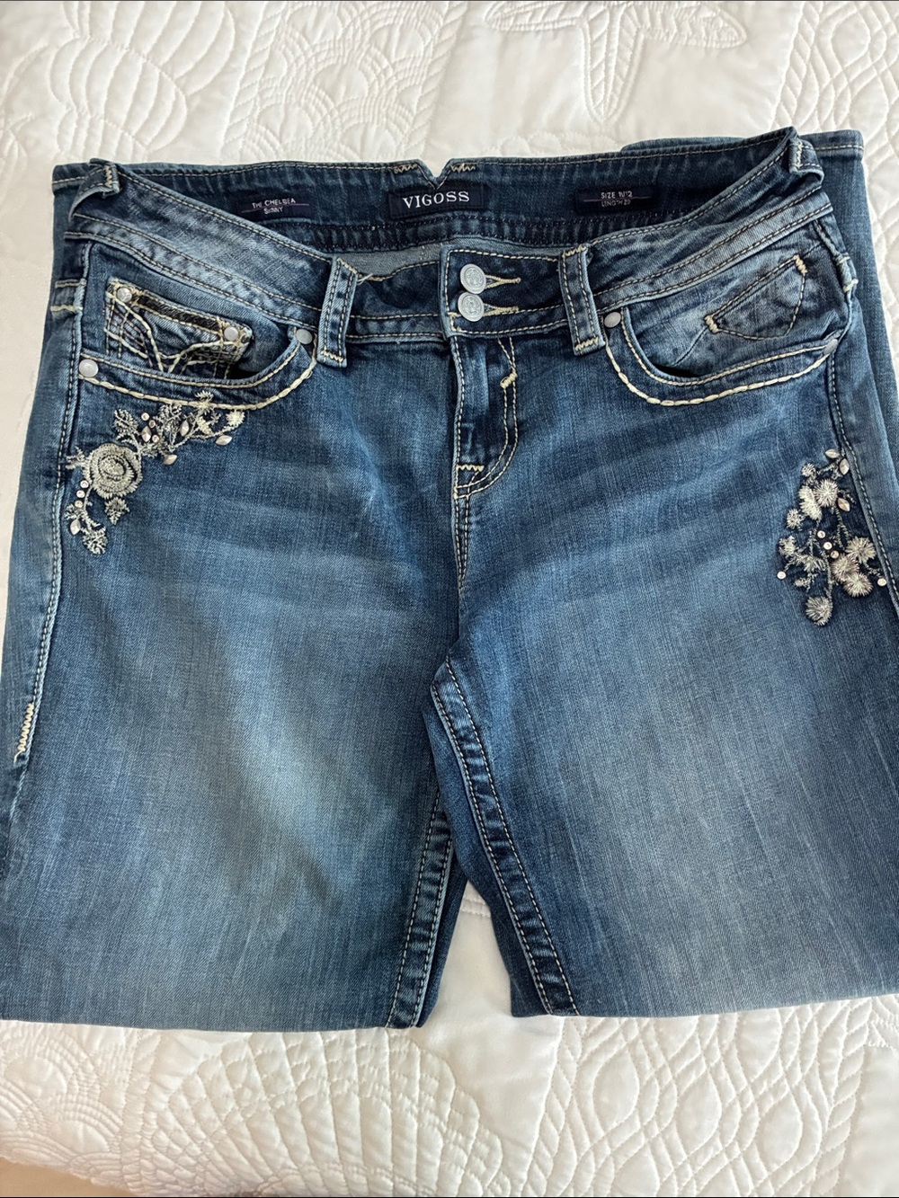 Vigoss The Chelsea Blue Embroidered Boyfriend Jeans